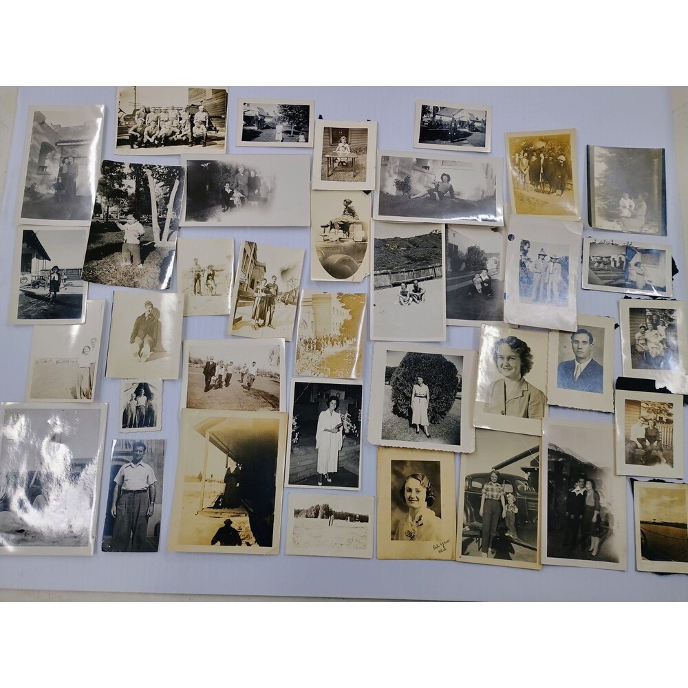 Lot of 35+ Vintage Black and White Photo's Family Kids, Babies 1940's - 1960's